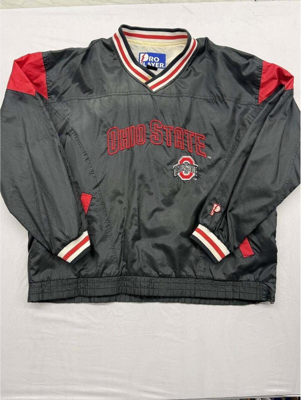 Vintage 90s Pro Player Ohio State Buckeyes Stictched Pullover Windbreaker Size L